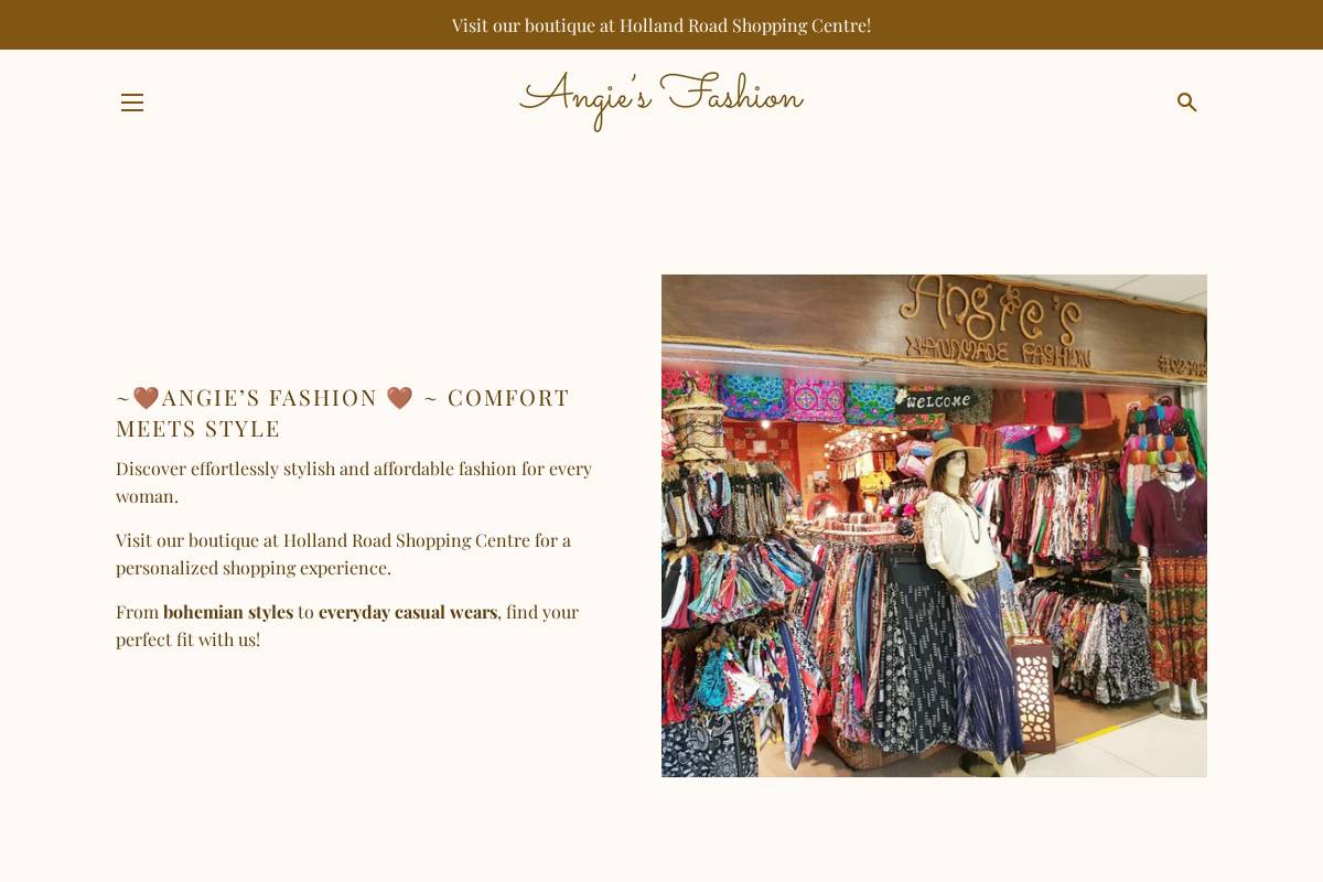 angies.fashion homepage screenshot