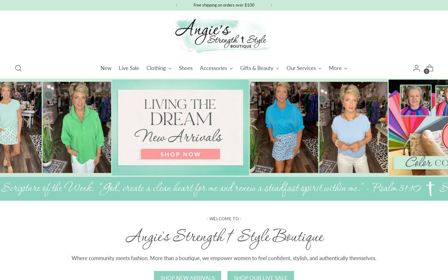 angiesandersstrengthandstyle.com homepage screenshot