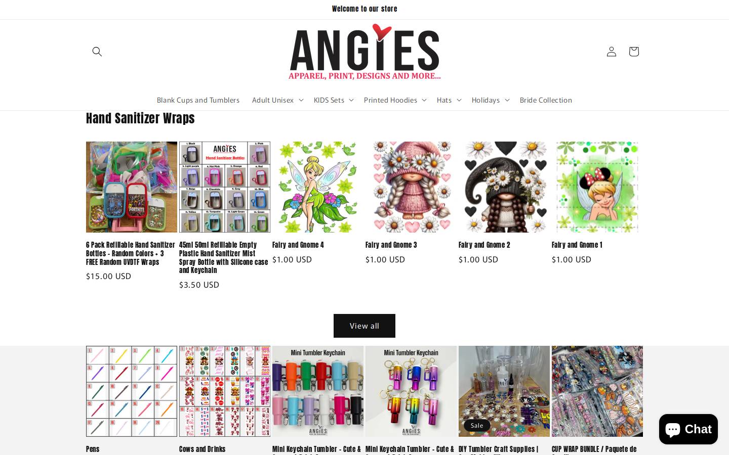 Angiesapparel homepage screenshot