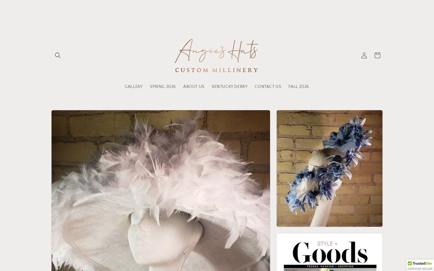 angieshats.com homepage screenshot