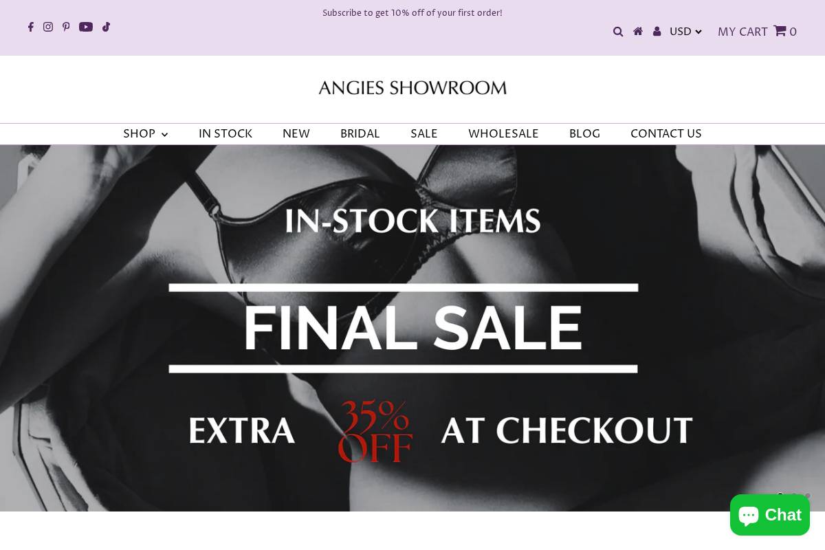 angieshowroom.com homepage screenshot