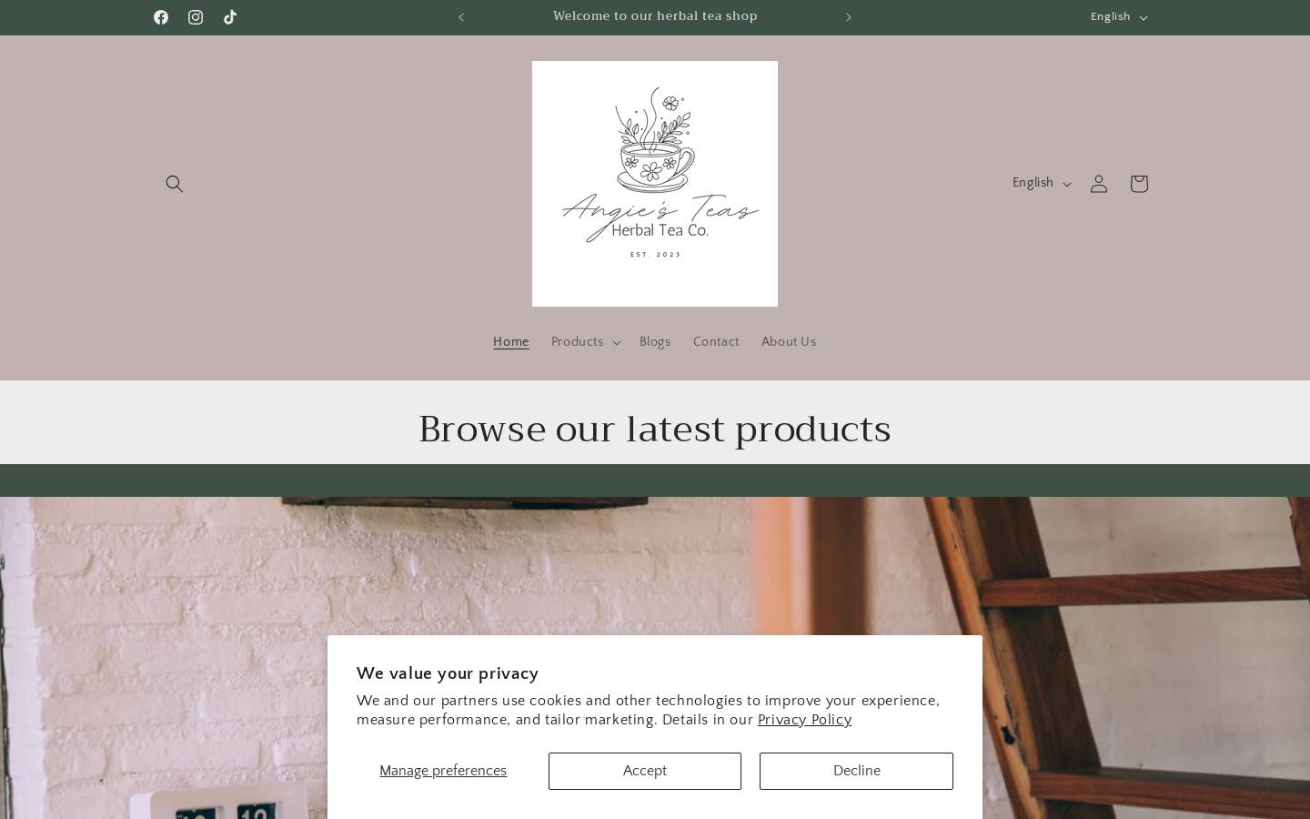 angiesteas.com homepage screenshot