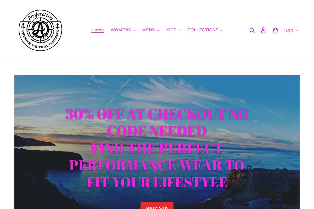 anglerettes.com homepage screenshot