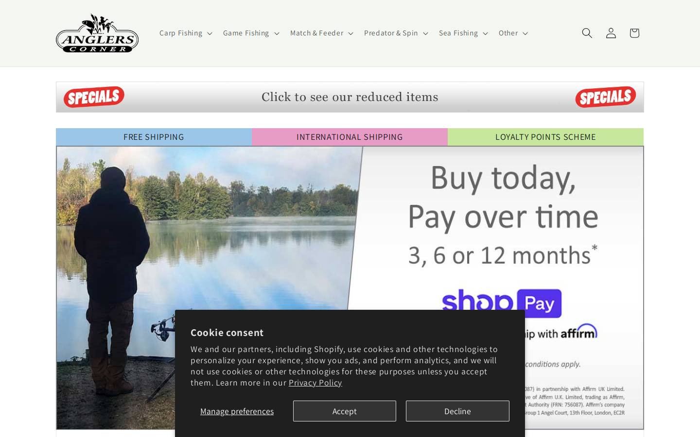 Anglerscorner homepage screenshot