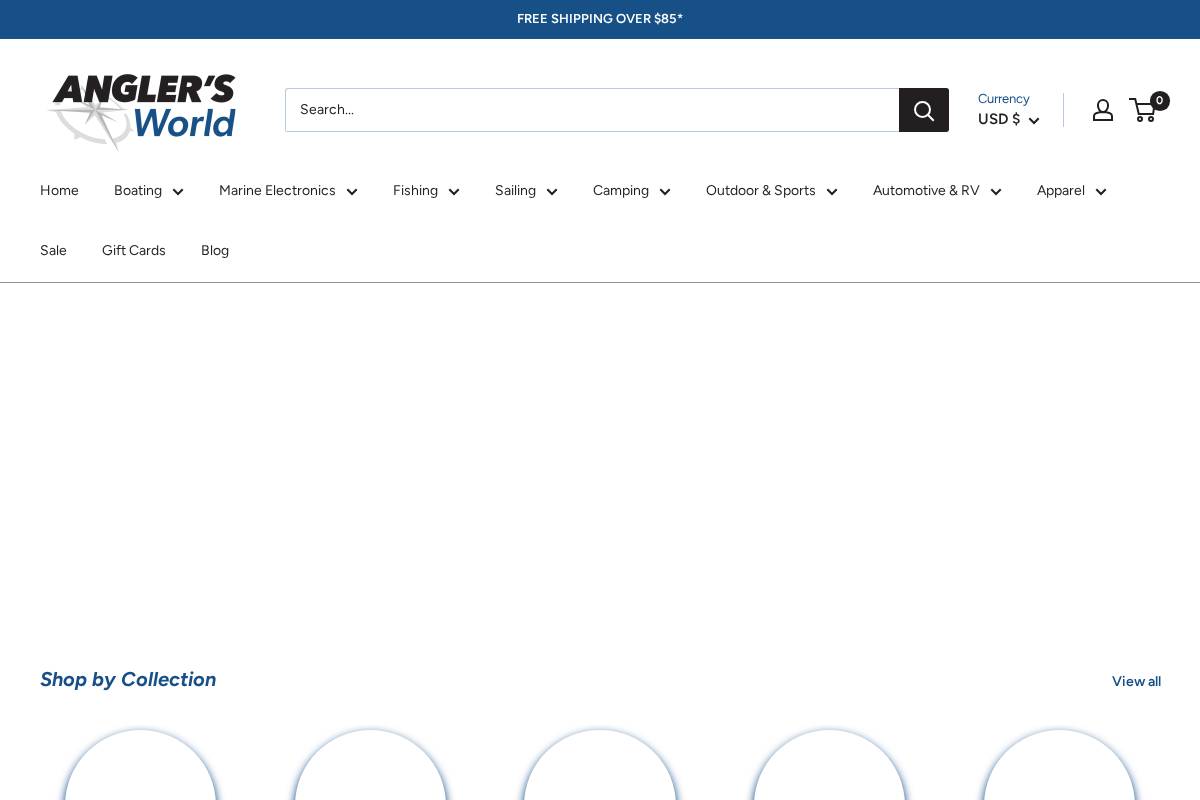 anglersworld.com homepage screenshot