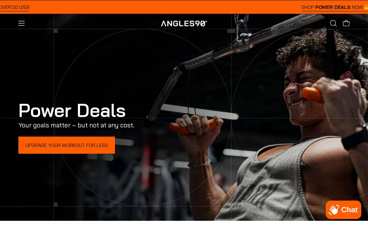 Angles90 Fitness Gear homepage screenshot