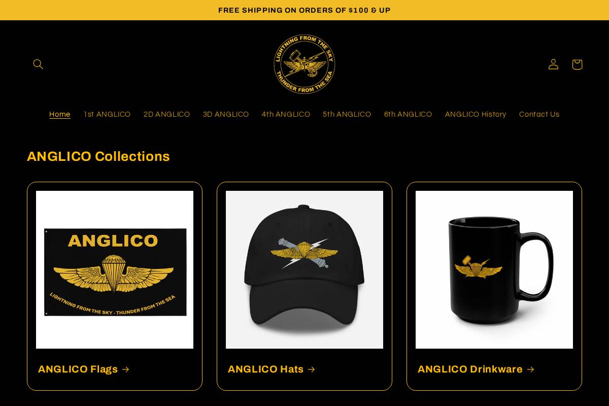 anglicoshop.com homepage screenshot