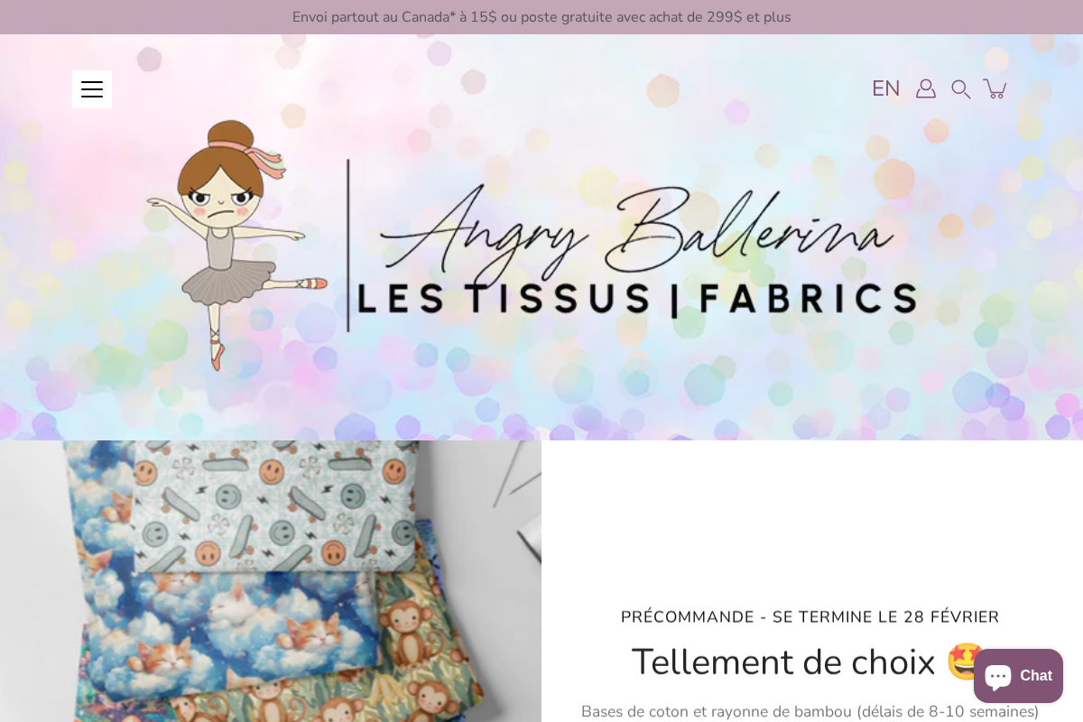 angryballerinafabrics.ca homepage screenshot