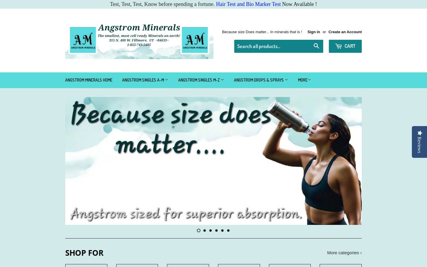 angstrom-minerals.com homepage screenshot