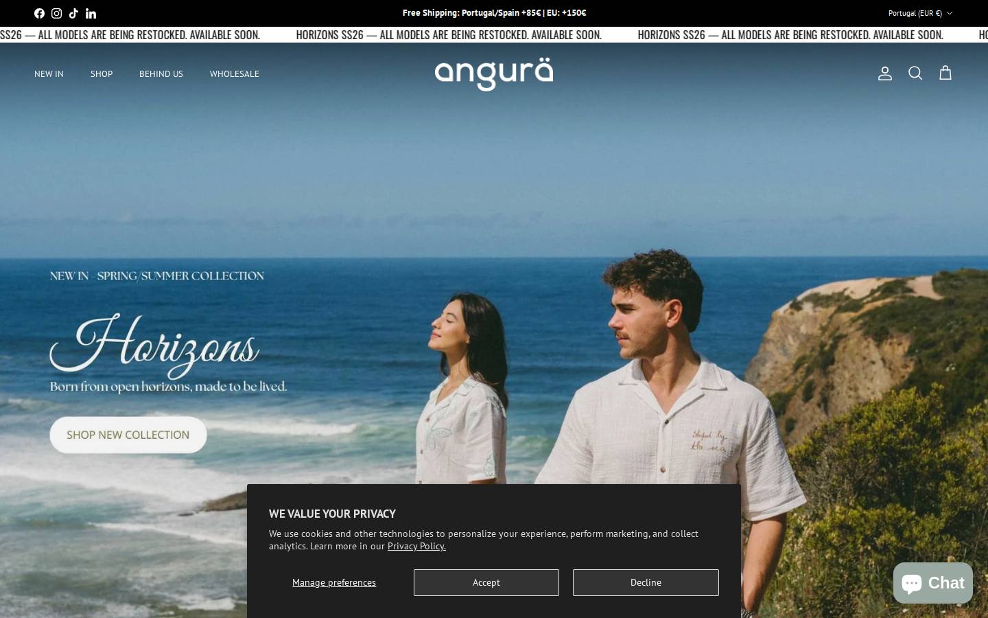 angurawear.com homepage screenshot
