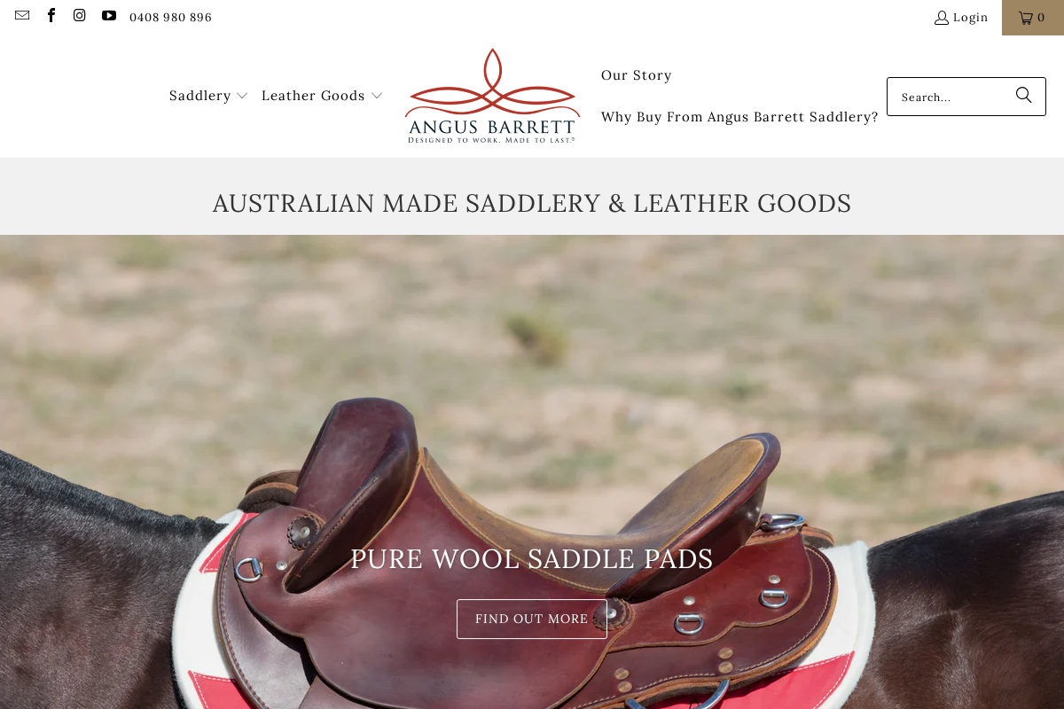 Angus Barrett Saddlery homepage screenshot