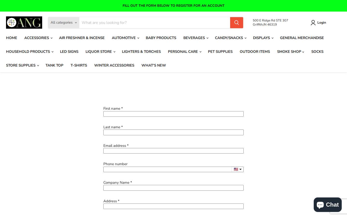 angwholesaleinc.com homepage screenshot