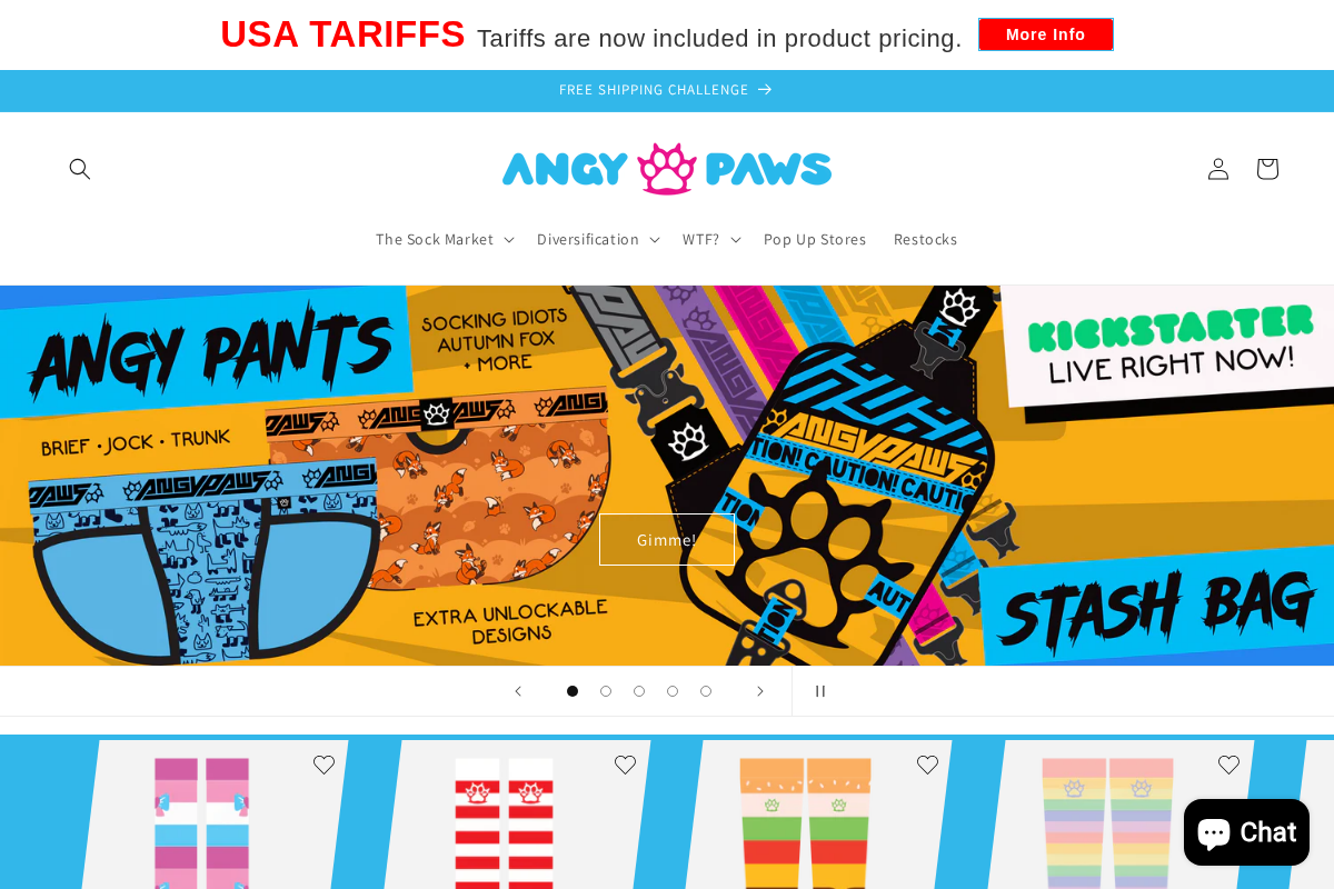 Angypaws homepage screenshot