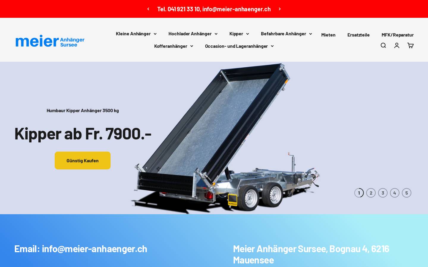 anhanger-kaufen.ch homepage screenshot