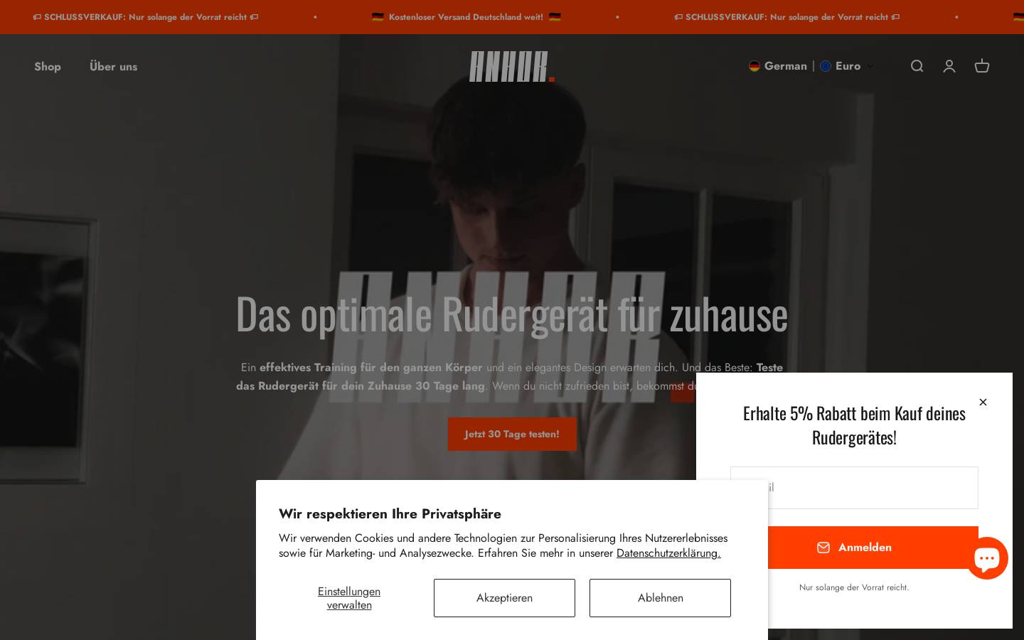 anhor-sports.de homepage screenshot