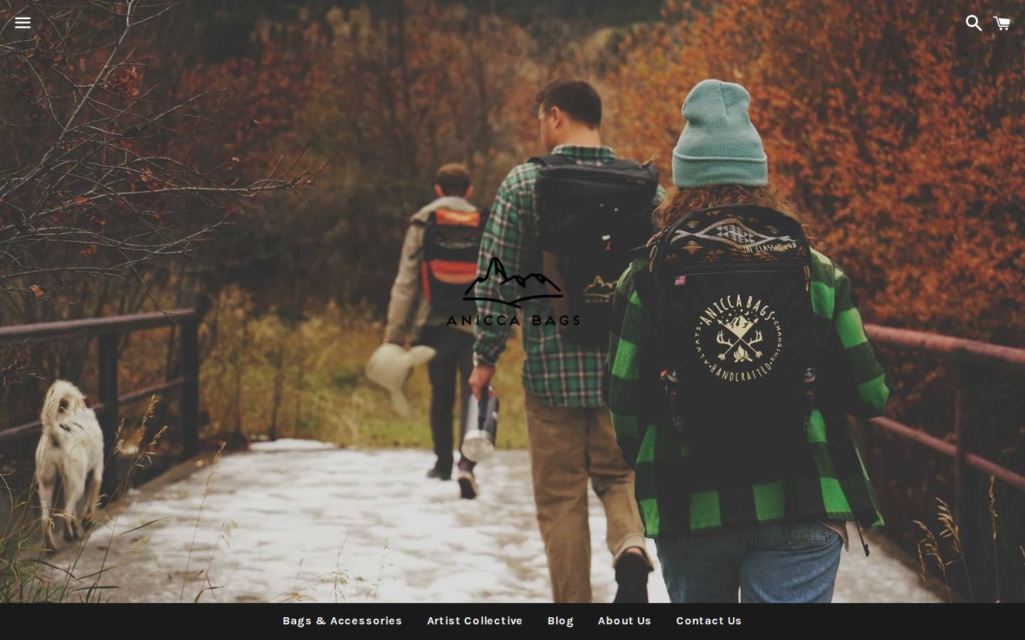 aniccabags.com homepage screenshot