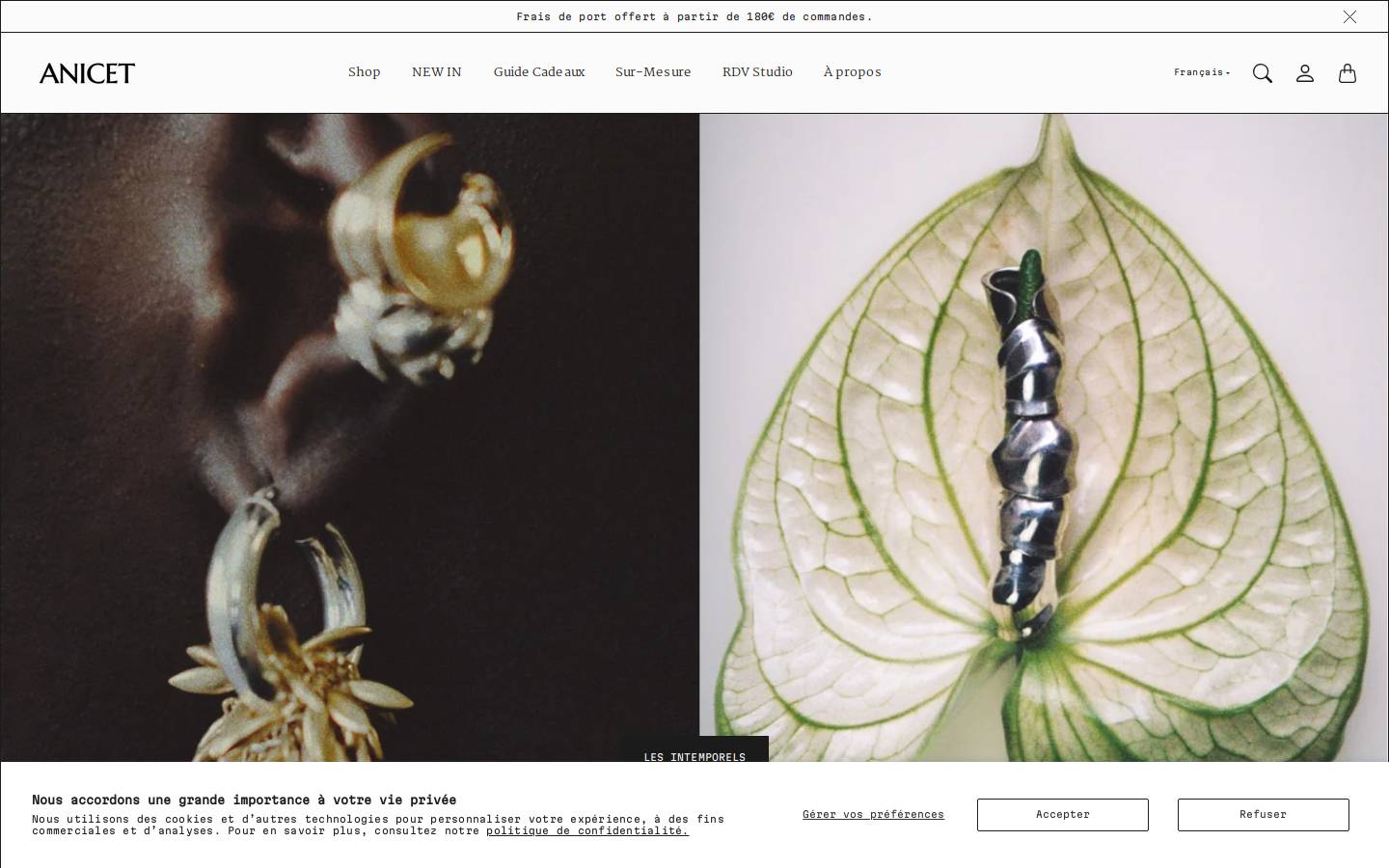 anicetbijoux.com homepage screenshot