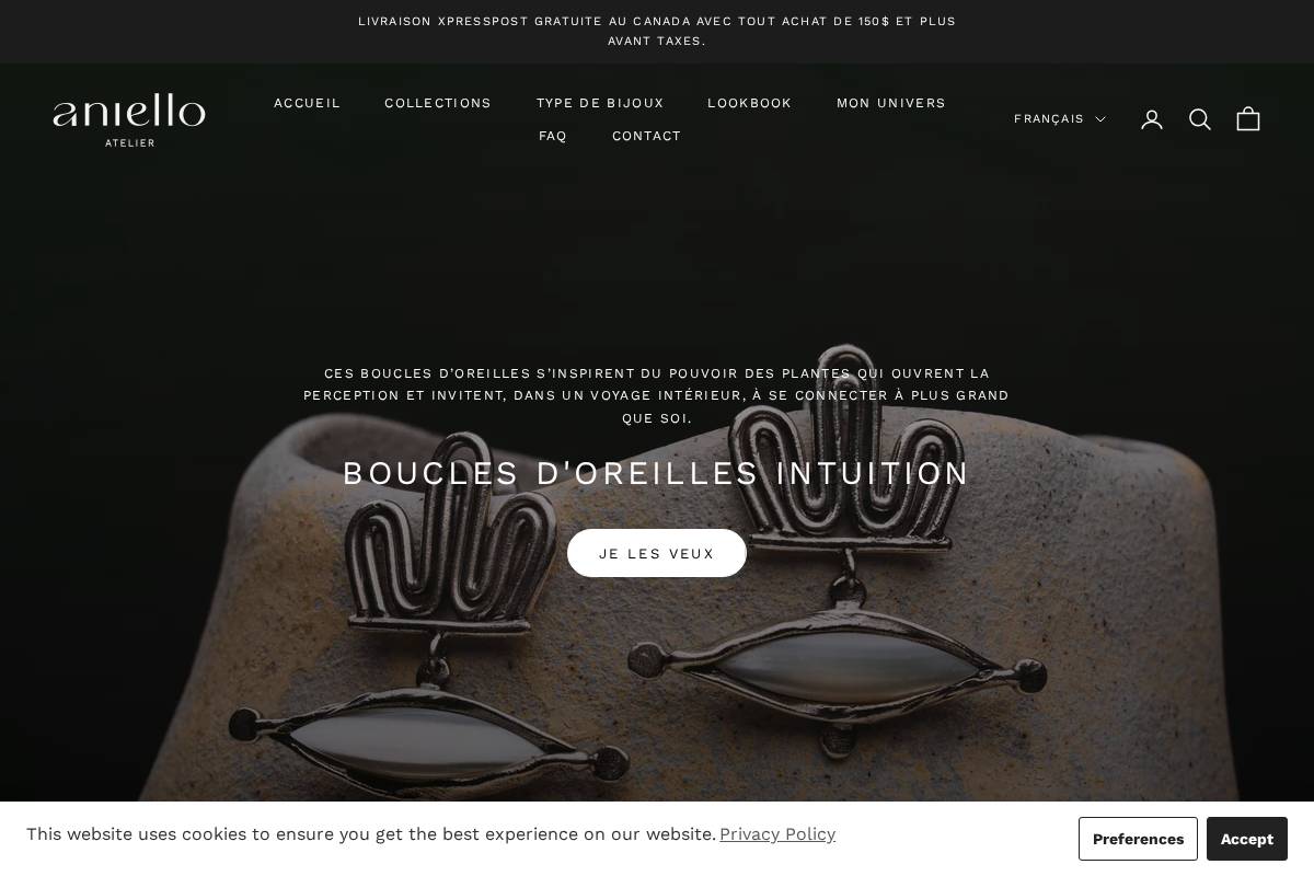 aniello-atelier.com homepage screenshot