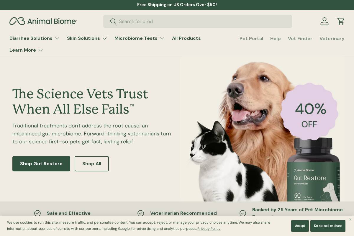AnimalBiome homepage screenshot