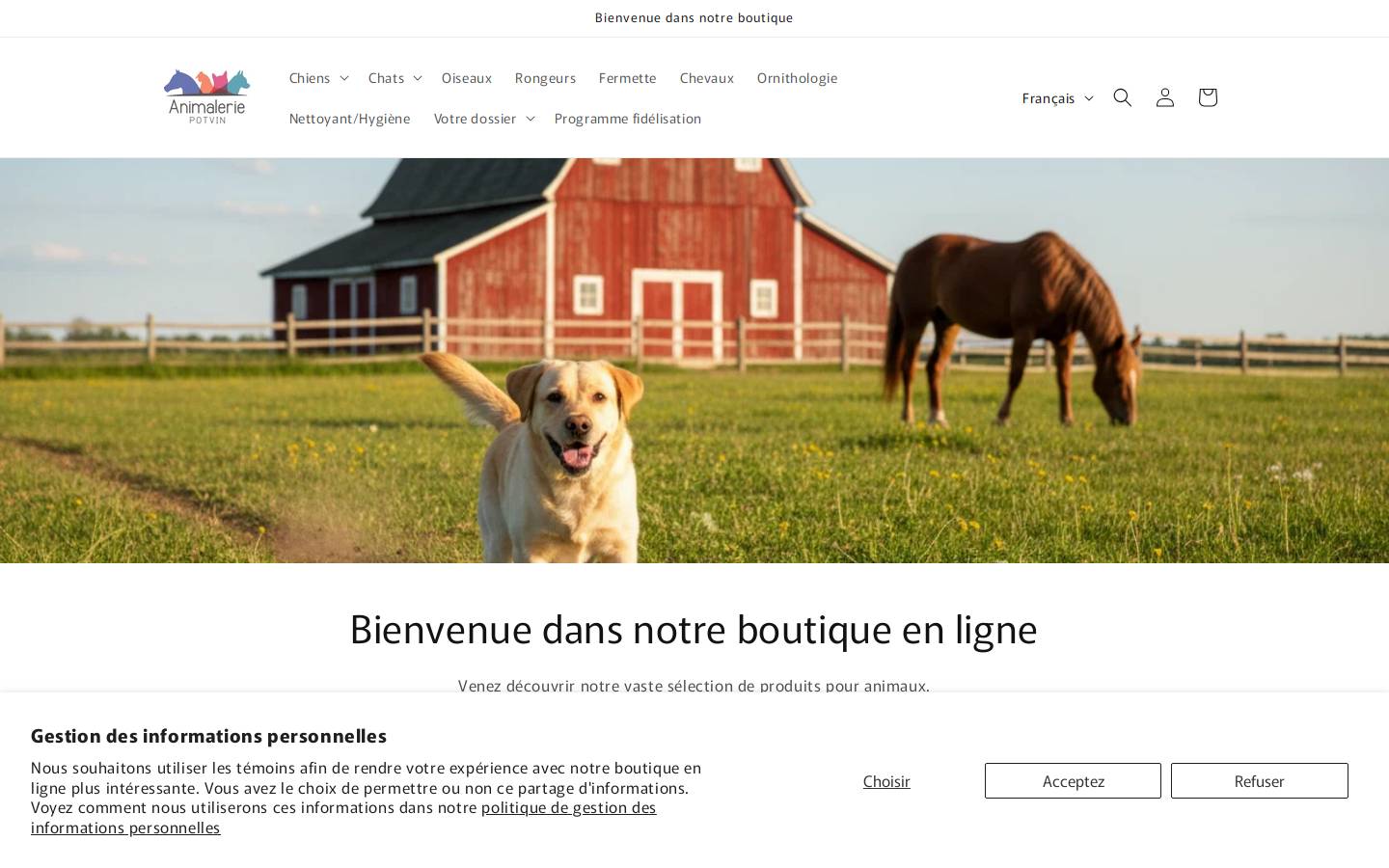 animaleriepotvin.com homepage screenshot