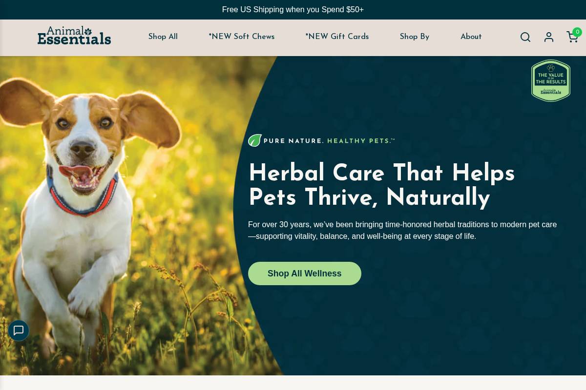 animalessentials.com homepage screenshot