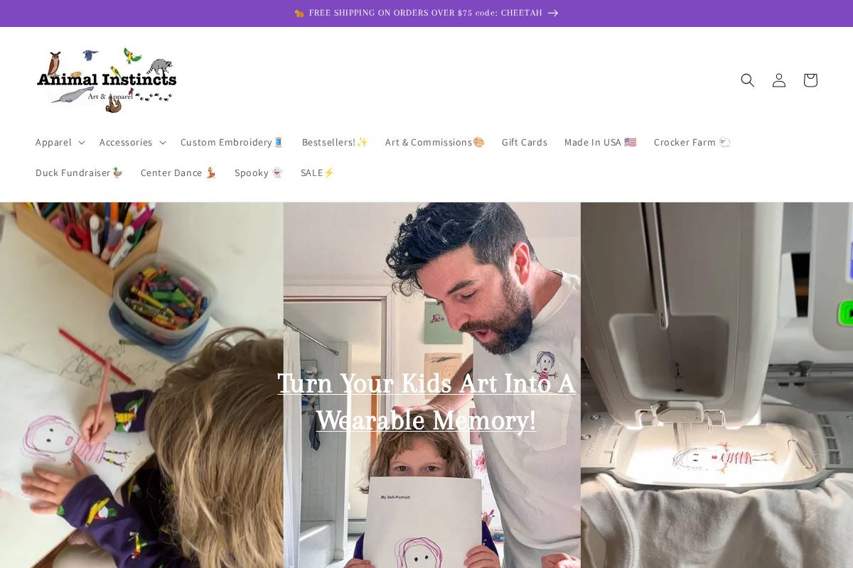 animalinstinctsapparel.com homepage screenshot