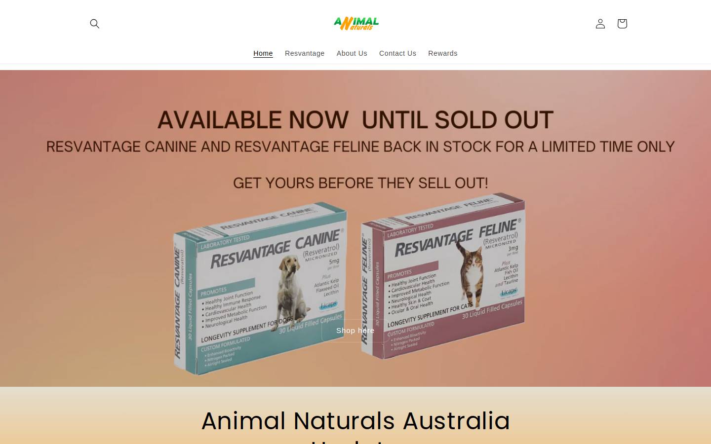 animalnaturals.com.au homepage screenshot