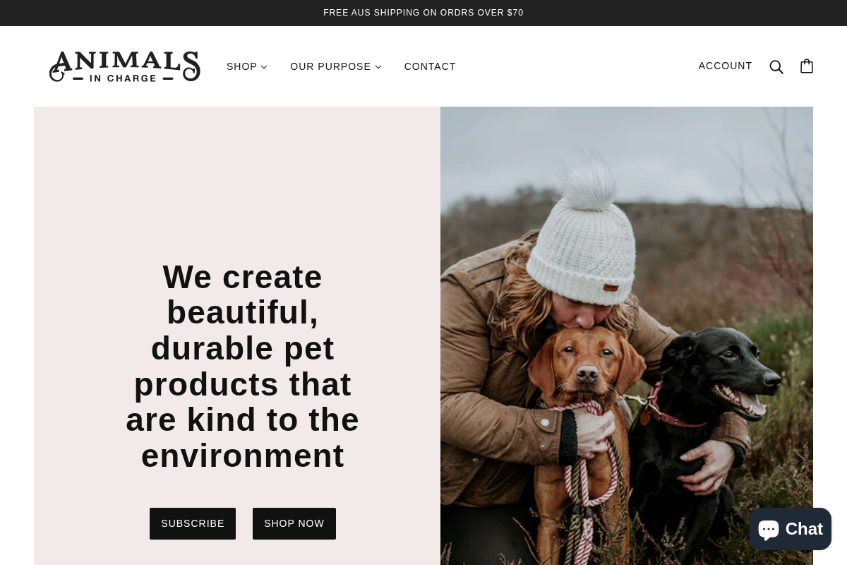 animalsincharge.com.au homepage screenshot