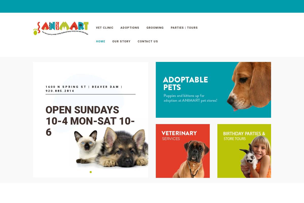 animartpetstores.com homepage screenshot