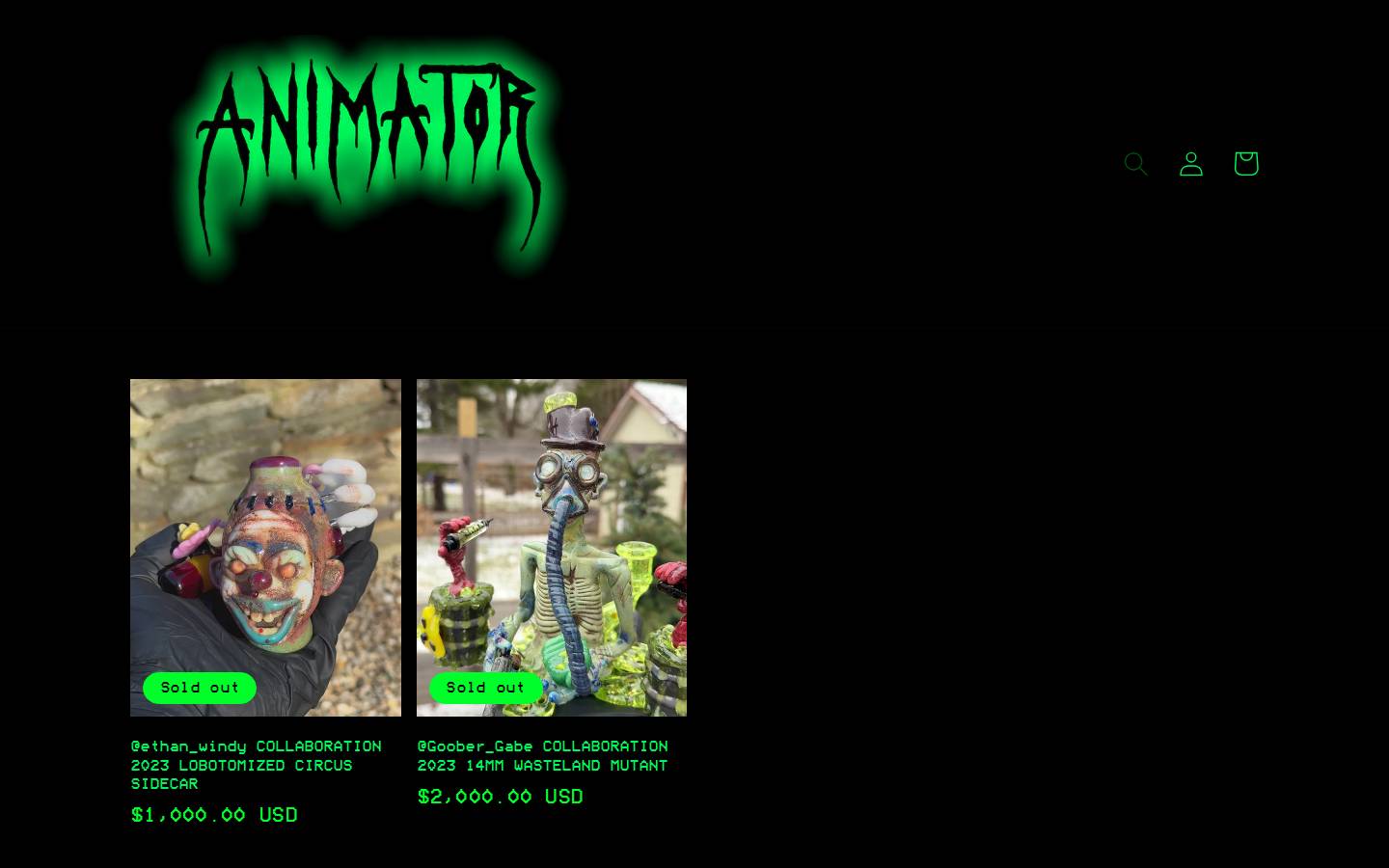 animatorglass.com homepage screenshot