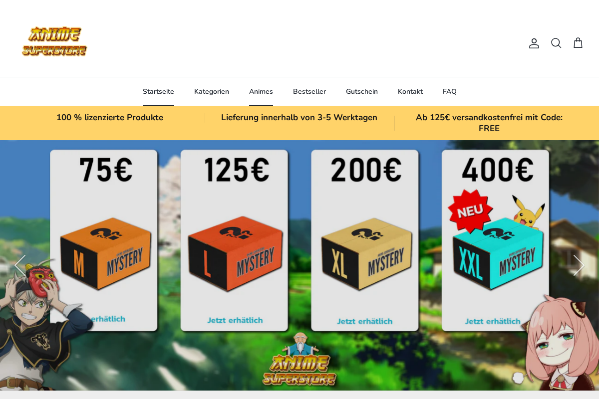 Anime Superstore homepage screenshot
