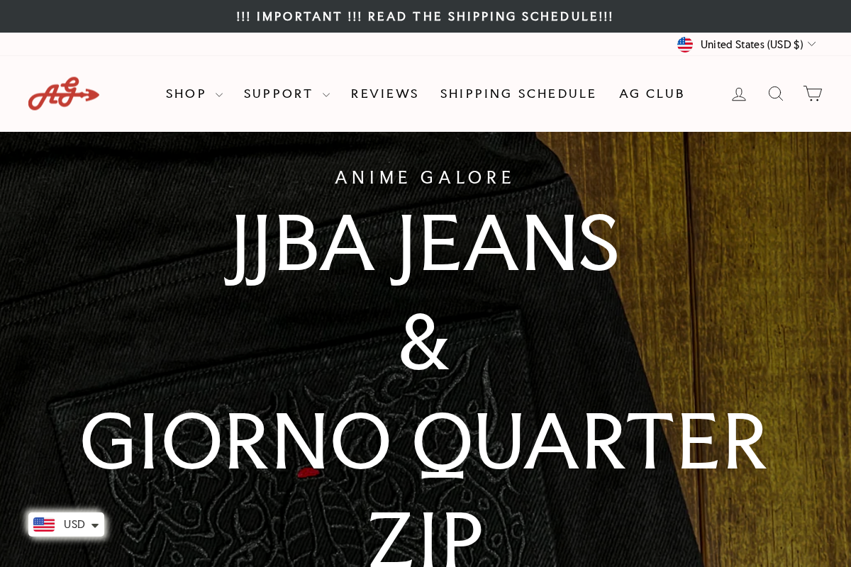 animegalorestore.com homepage screenshot