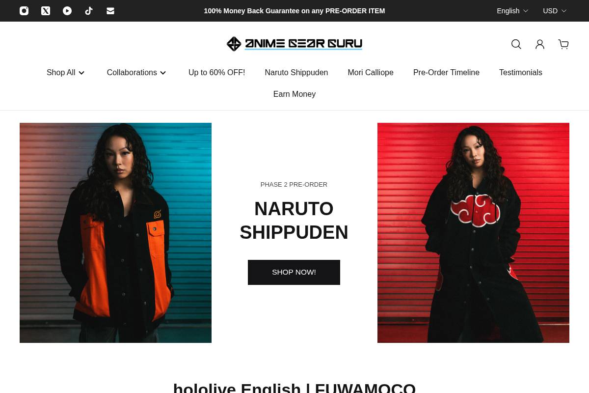 animegearguru.com homepage screenshot