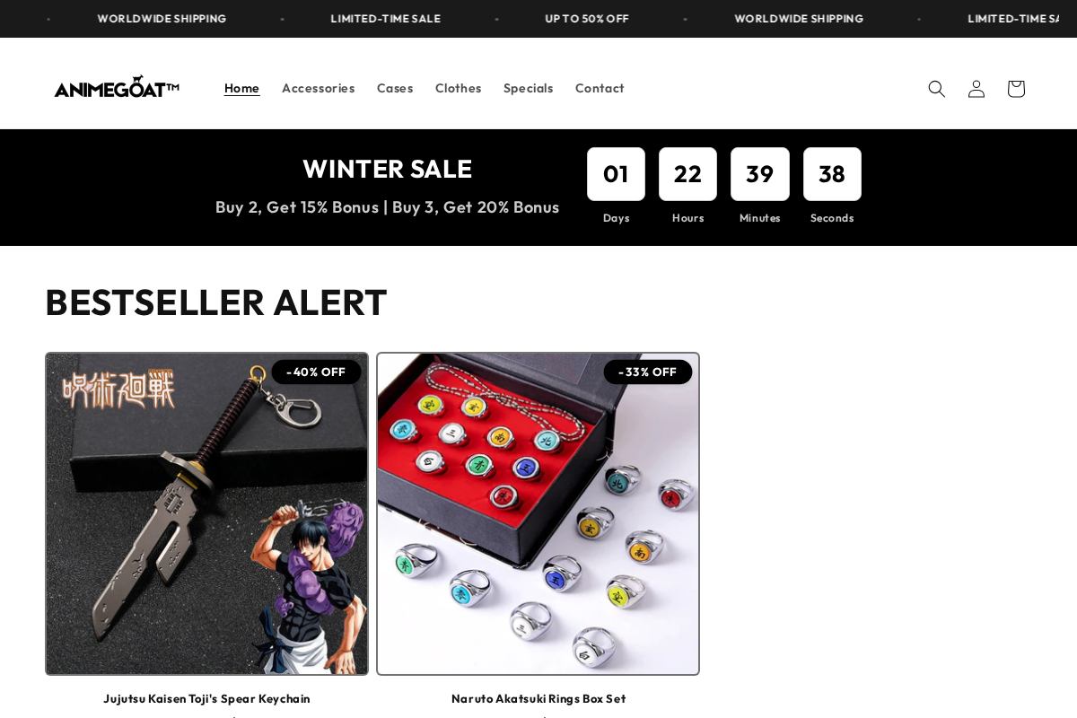 animegoatstore.com homepage screenshot