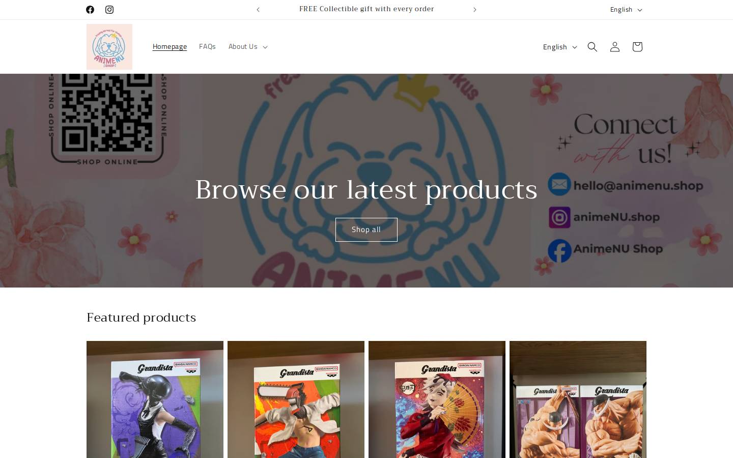AnimeNU Shop homepage screenshot