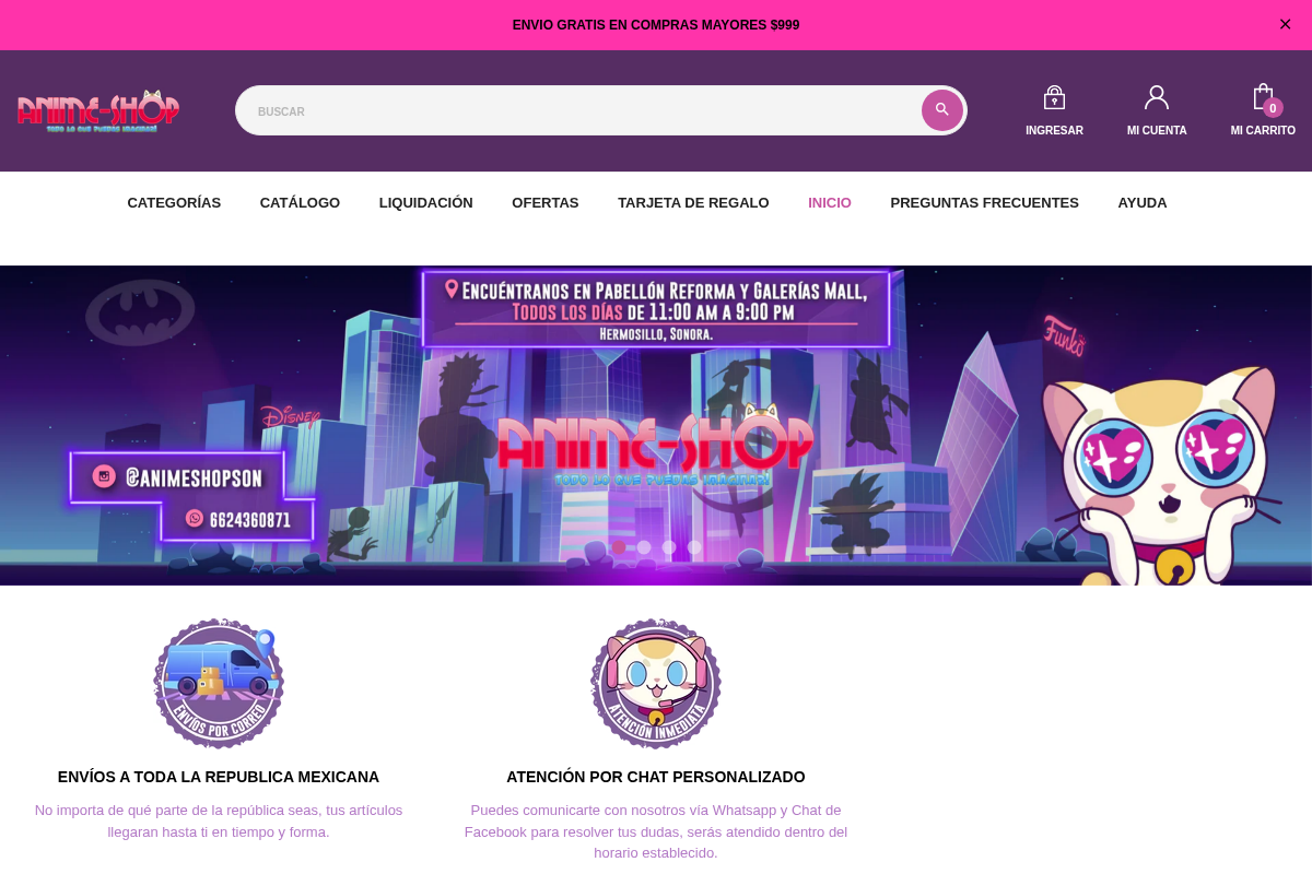 ANIME SHOP SON homepage screenshot