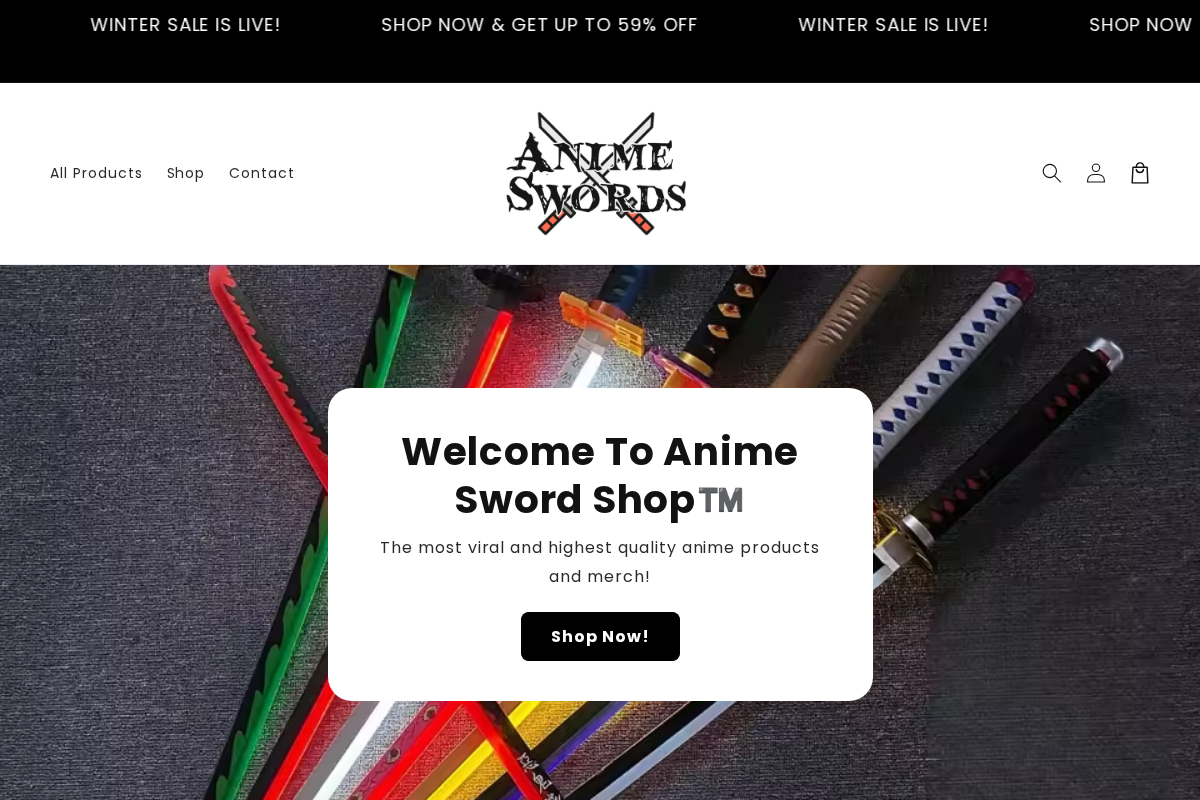 Animeswordshop homepage screenshot