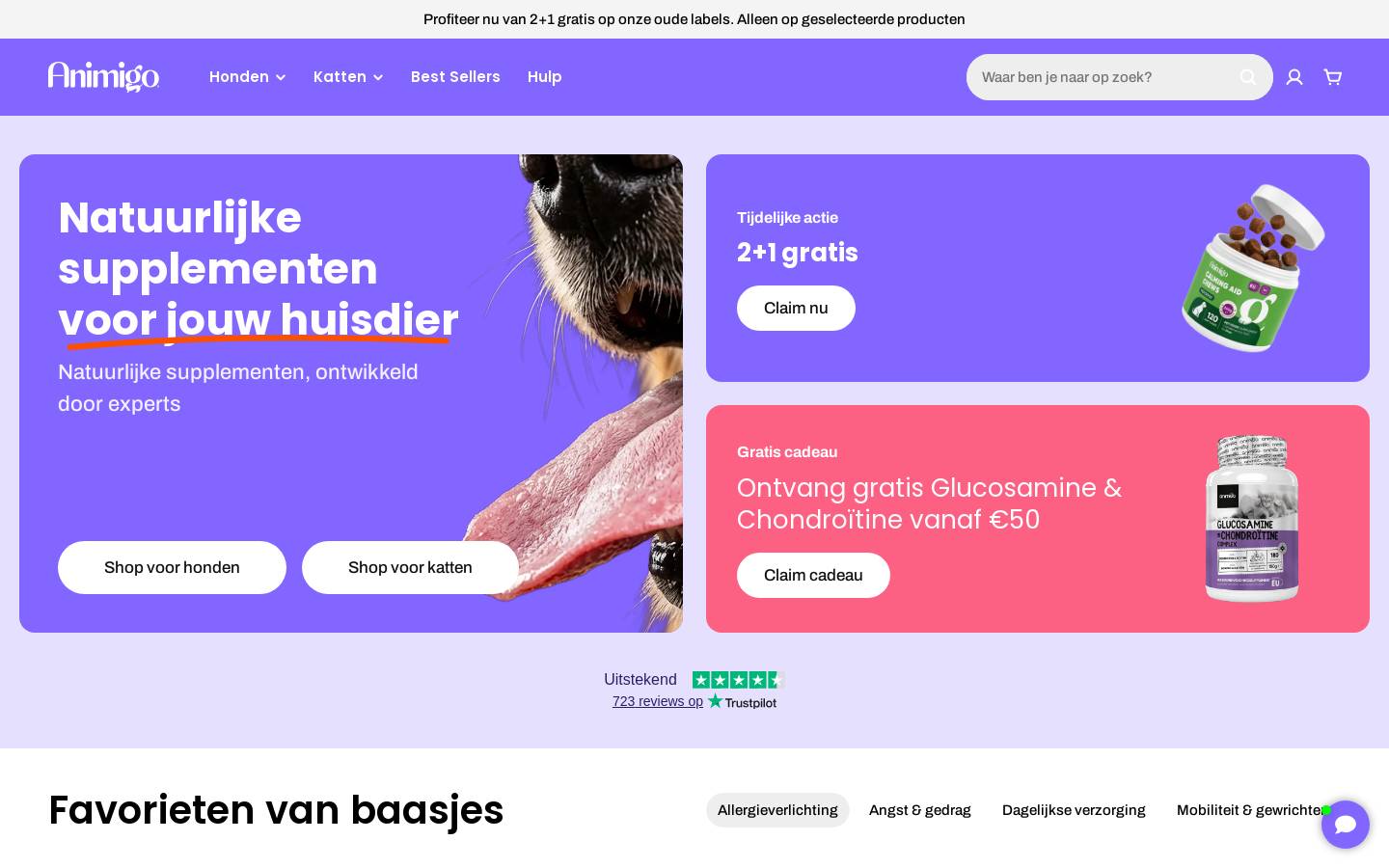 Animigo.nl homepage screenshot