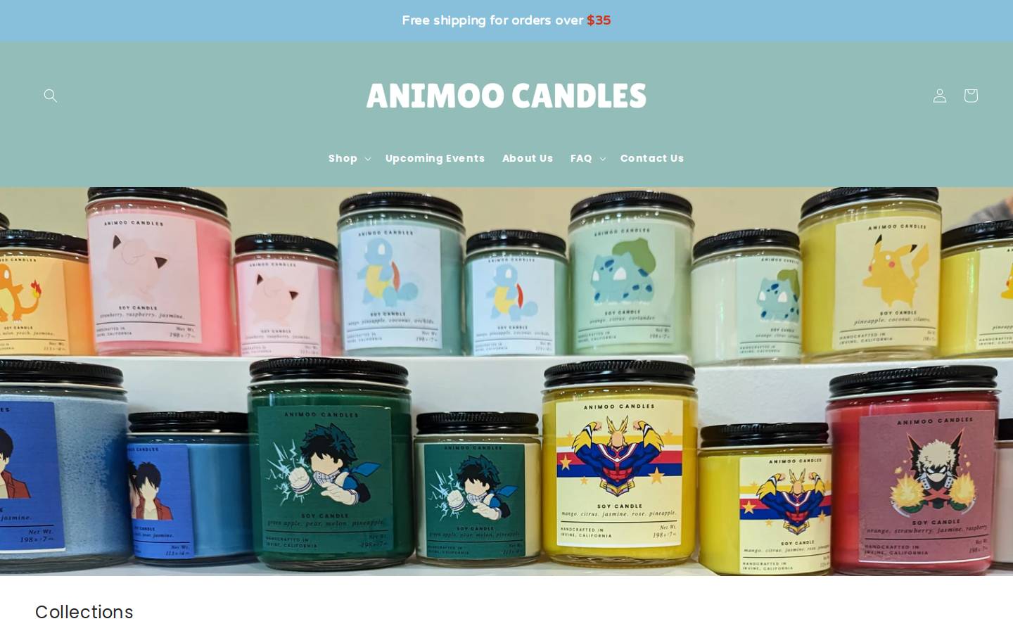 animoocandles.com homepage screenshot