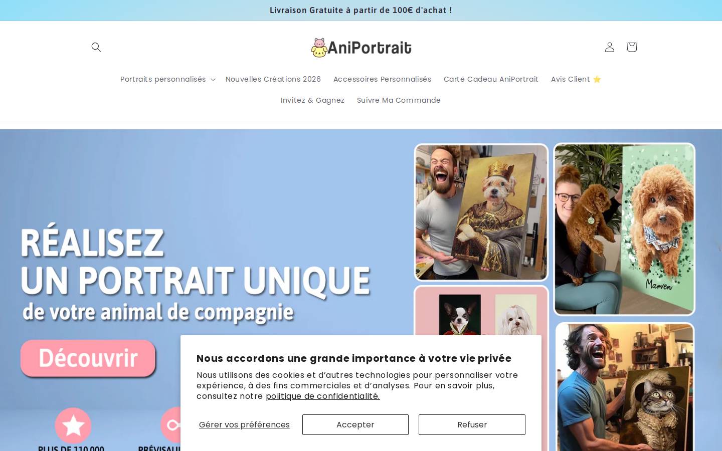 Aniportrait homepage screenshot