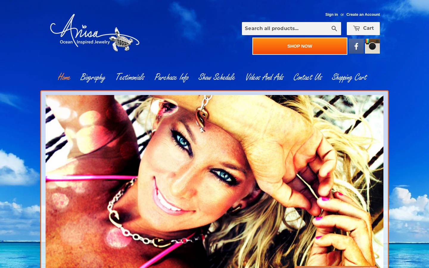 anisajewelry.com homepage screenshot