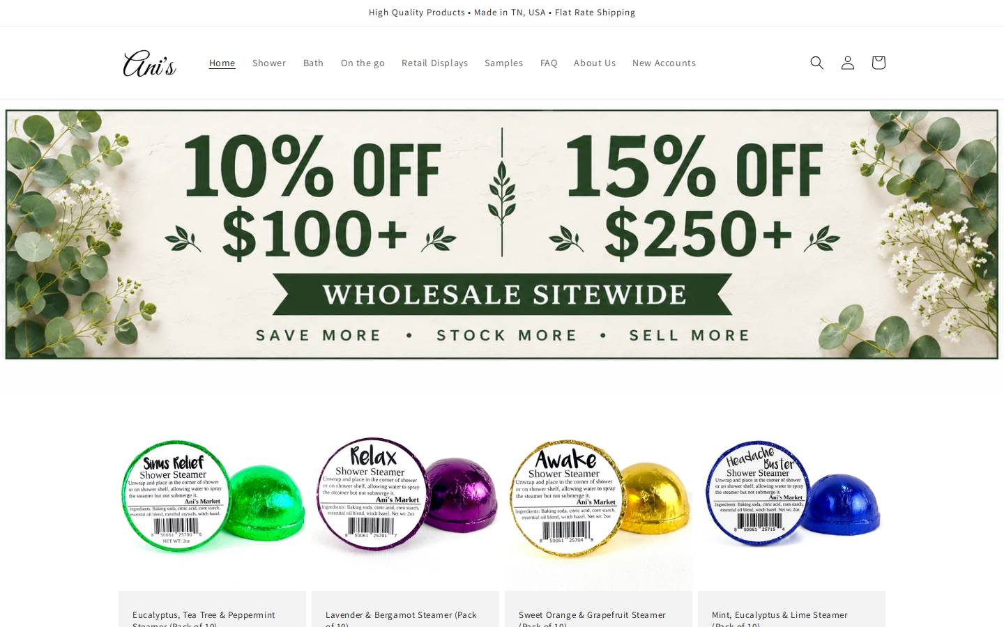 aniswholesale.com homepage screenshot
