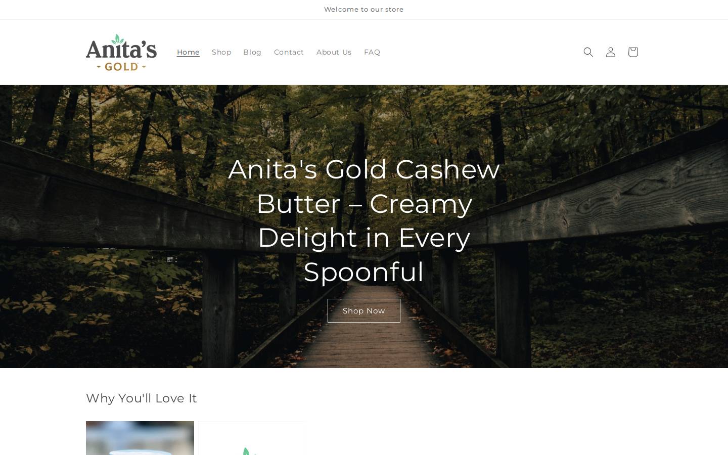 anitasgold.com homepage screenshot