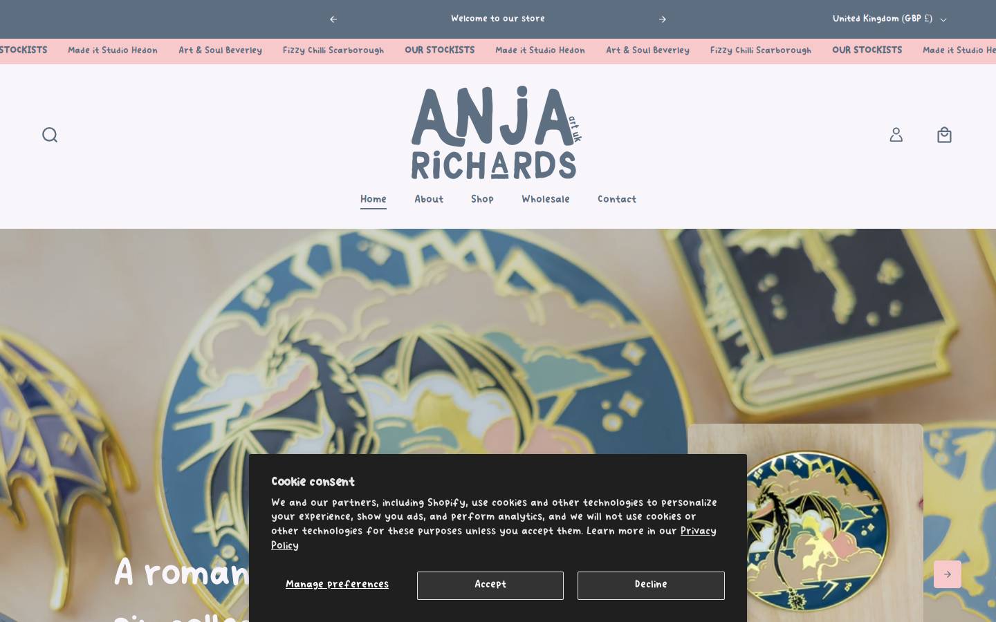 anjarichards.com homepage screenshot