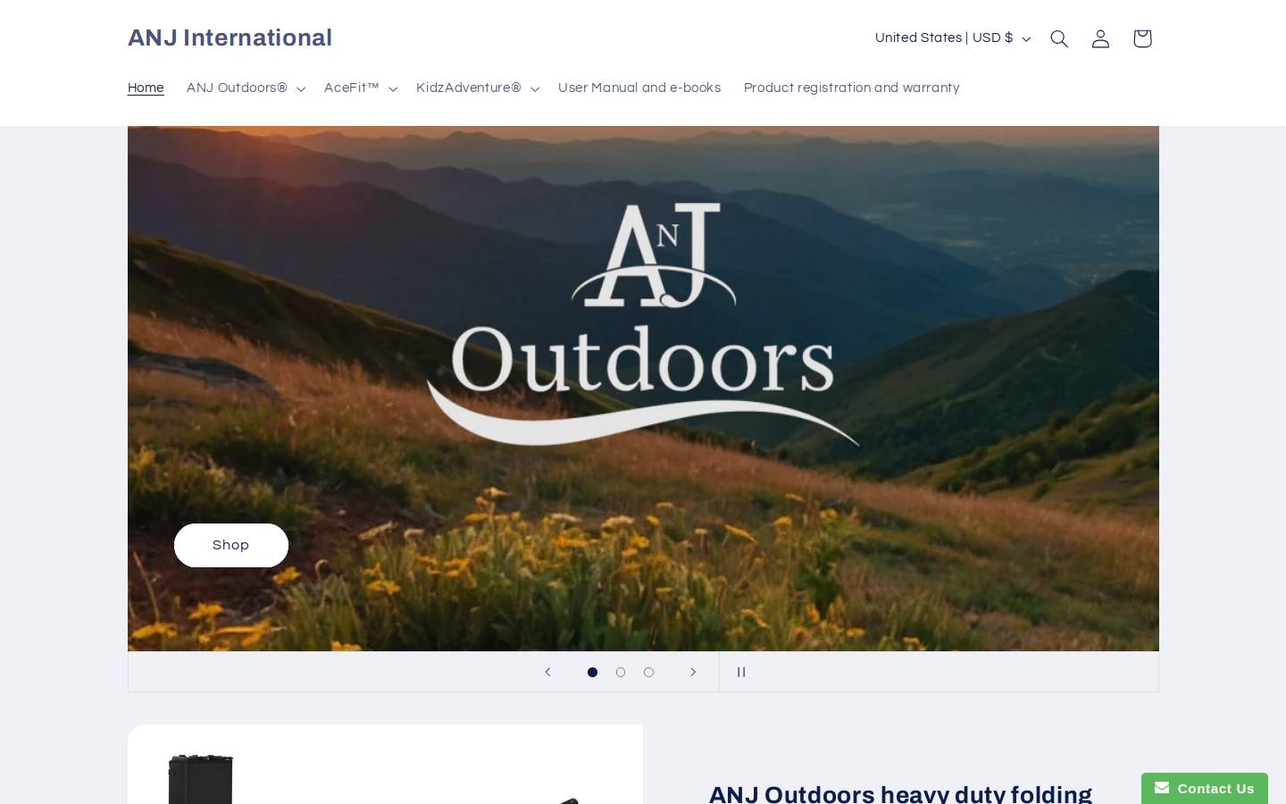 anjoutdoors.com homepage screenshot
