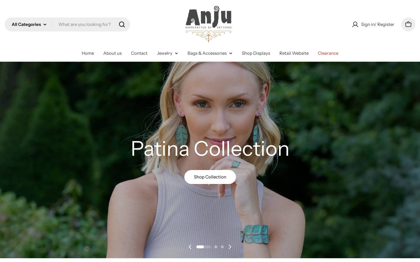 anjujewelry.com homepage screenshot