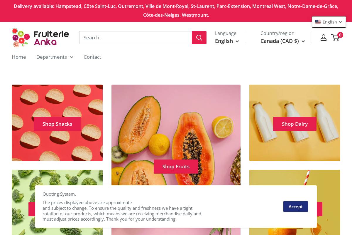 ankafruits.ca homepage screenshot