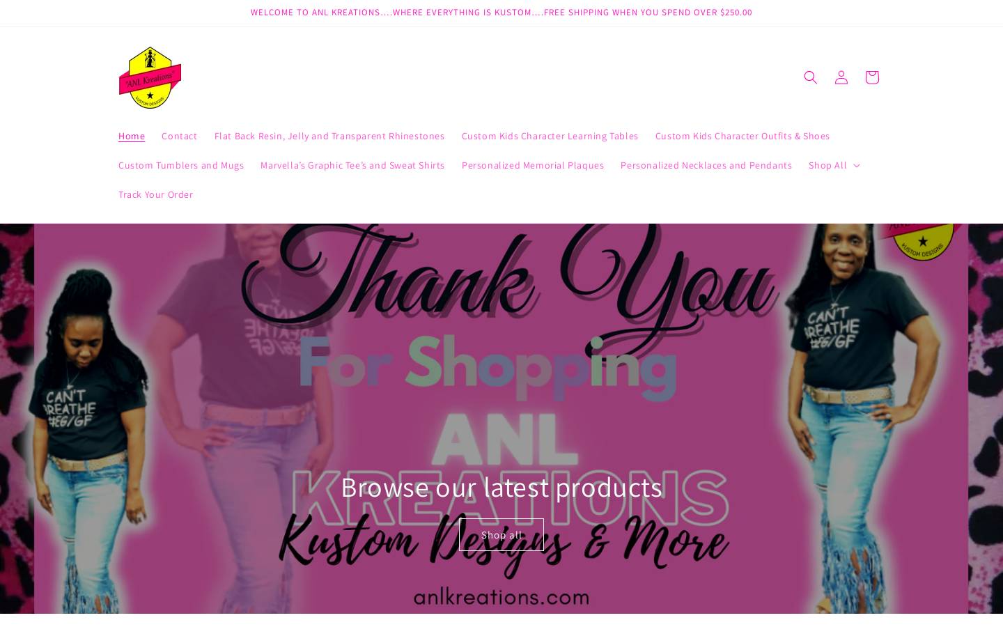 anlkreations.com homepage screenshot