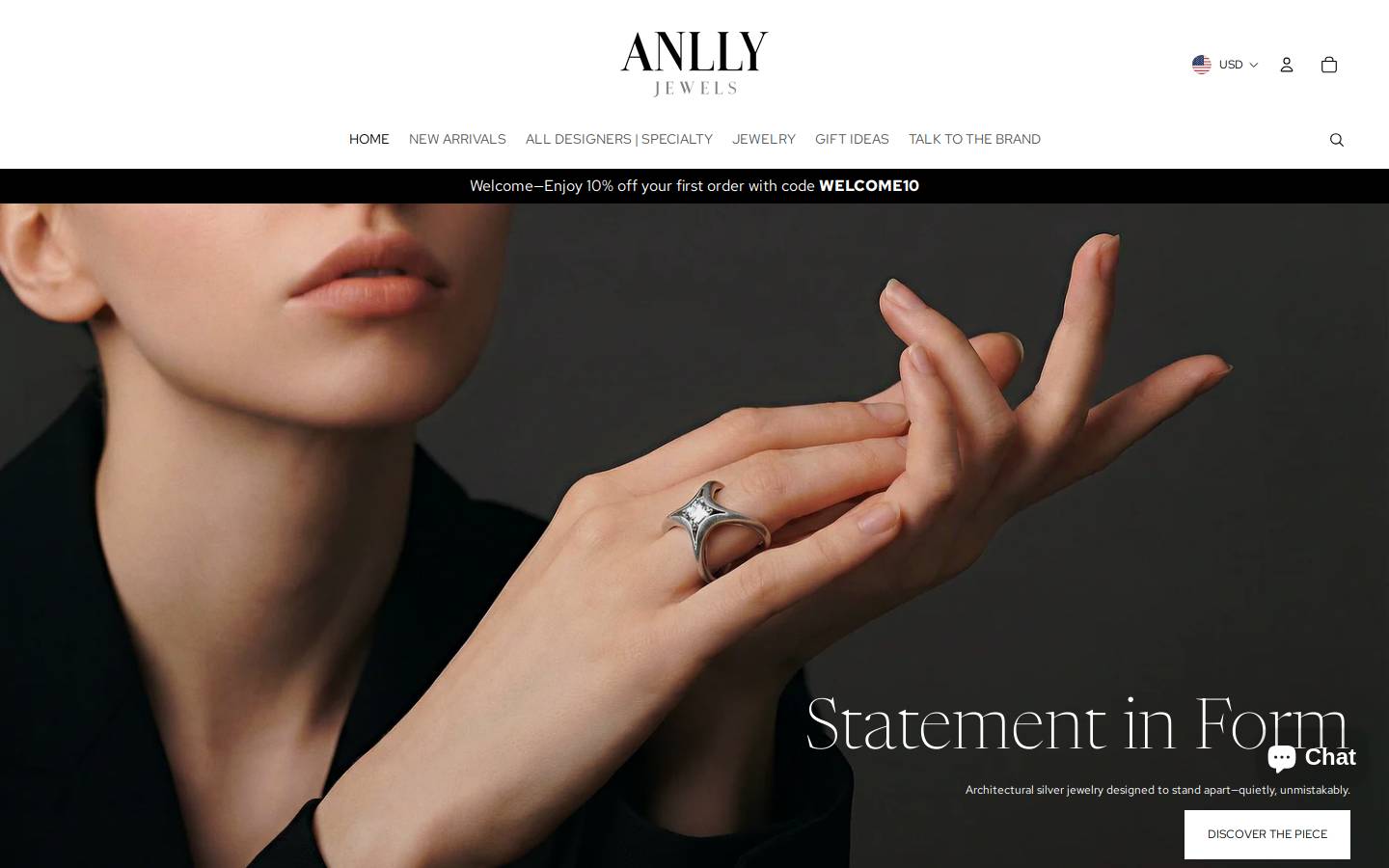 anllyjewels.com homepage screenshot