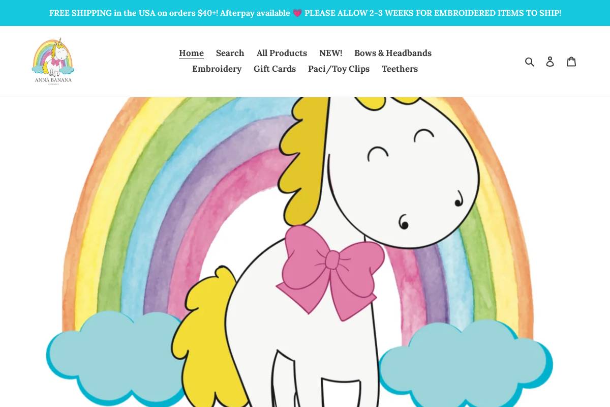 annabananaboutique.net homepage screenshot